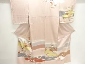 未使用品　仕立て上がり　金彩橘に松笹模様訪問着